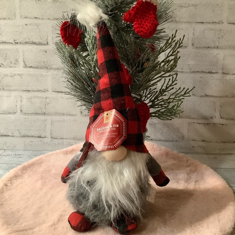 BALSAM & FIR TRADING 14in Plaid Pom Gnome Carrying Sled